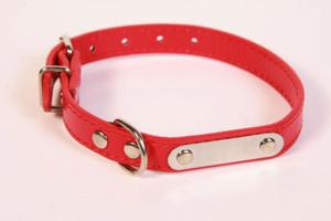 Hundehalsband Leder-Lederhalsband rot mit Metallverzierung 1,5x38 cm NEU