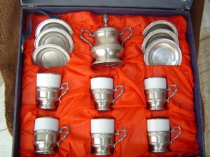 Italienisches Mokkaservice aus 95%igem Zinn