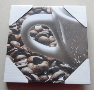 2 neue Wandbilder "Kaffee" - Stoff auf Holzrahmen 20x20cm Bild 4