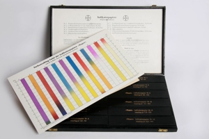 Indikatorpapiere Bayer PH Test Papier Lackmus Set Box vintage 30/40er