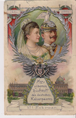 Postkarte zur silbernen Hochzeit des dt. Kaiserpaares Bild 1