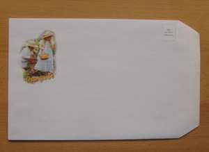 5 Oster Grußkarten Osterkarten mit Kuvert, Gobelinbild "Hasen" Bild 3