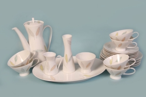 KAFFEESERVICE ROSENTHAL liebliches Blattmuster 60er Form 2000 f.6 Personen