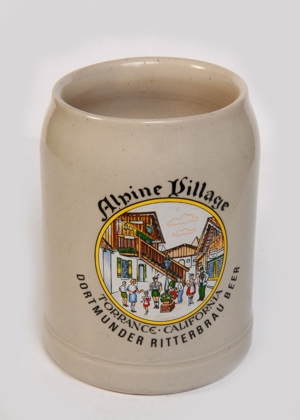 Orig.Keramik Stein Bierkrug von Los Angeles USA(Alpine Village(California Sammler 0,5 L