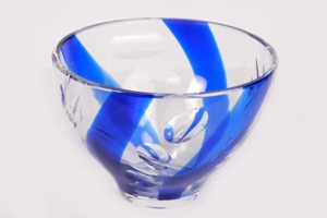 Glasschüssel Kristallglasschale Muranoglas Italy modern schwer Klarglas mit Königblau