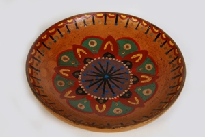 Wandteller klein Holzteller Zier-Sammelteller 14cm handbemalt DDR 70er
