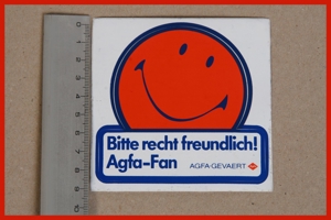 Agfa Aufkleber/Sticker-Bitte Recht Freundlich! Agfa-Fan-AGFA GEVAERT Sammler 70er
