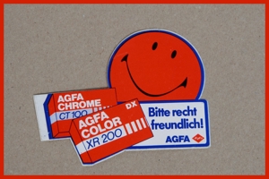 Agfa Aufkleber/Sticker-Bitte recht freundlich! 10x7 Sammler 70er