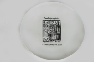 Sammelteller Der Schwarzferber weiß Porzellan Ebrach Bavaria Ø 25 cm