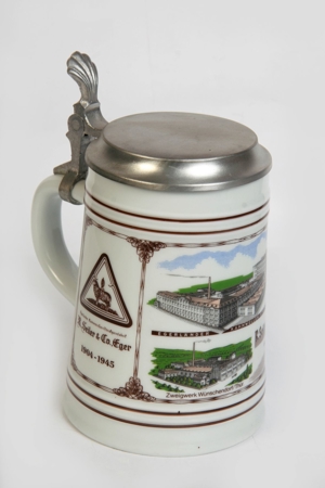 Steinbierkrug Bierseidel Bierhumpen R.Seiler&Co.Eger1904-1945 m.Zinndeckel Sammler