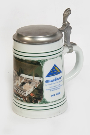 Steinbierkrug Bierseidel Bierhumpen R.Seiler&Co.Eger1904-1945 m.Zinndeckel Sammler