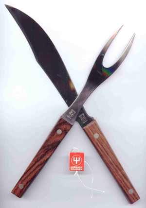 8 hochwertige Messer + 1 Tranchiergabel; Dreizack Solingen, Laguiole u. a. Bild 5