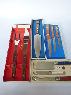 8 hochwertige Messer + 1 Tranchiergabel; Dreizack Solingen, Laguiole u. a. Bild 1