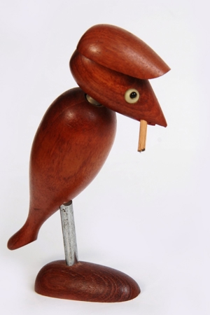 Holz-Korkenzieher Vogel Flaschenöffner 18cm vintage 60er