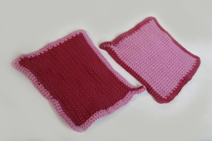 2 Häkel-Topflappen selbstgehäkelt 60er vintage 20x20