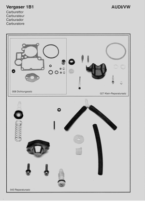 Ersatzteile für Solex Vergaser 1B1 Audi & VW