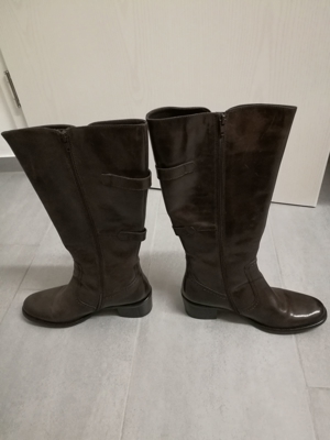 Sportliche Damenstiefel in dunkelbraunem Glattleder mit Ziernaht, Gr. 6,5 Bild 4