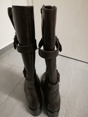 Sportliche Damenstiefel in dunkelbraunem Glattleder mit Ziernaht, Gr. 6,5 Bild 2
