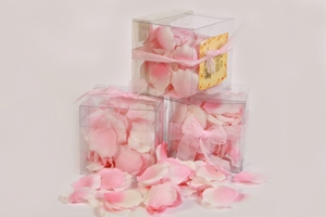 3x Rosenblätterbox Flowerbox Blumenbox Kunstrosen Dekorosen rosa Stoff