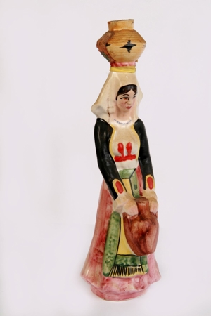 Traditionsfigur Trachten-Skulptur Sardinien Flasche getöpfert 35cm Rarität