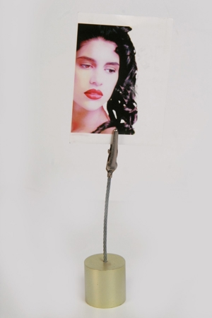 Memohalter Notizzettelhalter Fotohalter Klemme Draht Zylinder gelb metallic