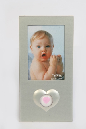 Fotorahmen Bilderrahmen Stehrahmen Herz rosa Hochzeit Kinder Metall 5x7