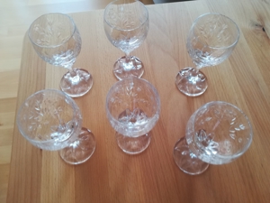 6 Weingläser, Kristallglas geschliffen Bild 1