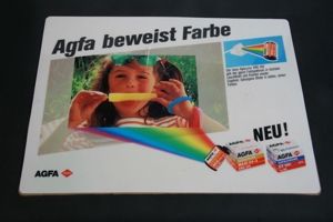 Orig.Thekenmatte Thekenunterlage-Displaymatte Agfa Filme PVC Werbung 40x30 vintage 80er