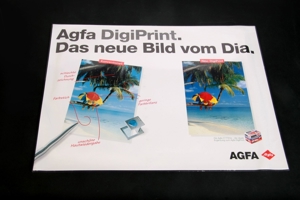 Orig.Thekenmatte Thekenunterlage-Displaymatte Agfa DigiPrint PVC Werbung 40x30 vintage 80er