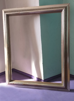 Großer alter Holz Rahmen 98x110 silber-gold barock Vintage 60er