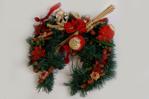 Türkranz Tannenkranz Kunsttanne Weihnachtschmuck handmade Halb-Bogen Ø 32cm vintage 80er