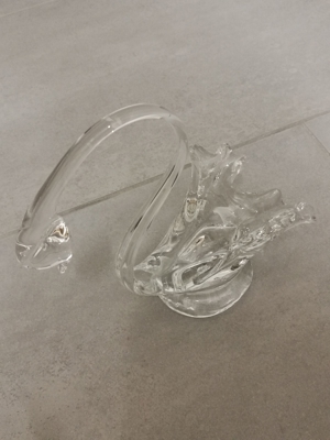 Filigraner Schwan aus Klarglas als Schale oder Kerzenständer Bild 4