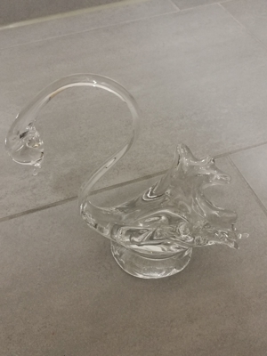 Filigraner Schwan aus Klarglas als Schale oder Kerzenständer Bild 1