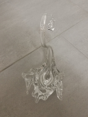 Filigraner Schwan aus Klarglas als Schale oder Kerzenständer Bild 3