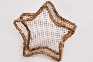 Weihnachtskorb Sternform gold Weiden-Metallgeflecht Ø 17