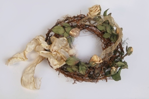 Weidentürkranz-Weihnachtskranz Rosen u. Engel Tischkranz altdeutsch Ø 27 vintage 70er