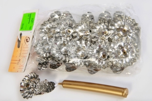 10 Christbaum-Kerzenhalter Hofler silber Christbaumclips Zapfen 60er