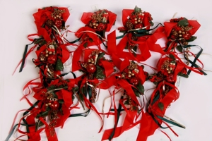 Kerzendekoration Weihnachts-Tisch-Kerzenschmuck rot Zieräpfel 70er vintage Bild 11