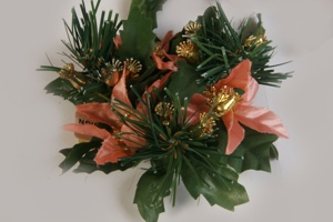 Kerzendekoration Weihnachts-Tisch-Kerzenschmuck altrosa Weihnachtstern goldene Nelken 70er vintag