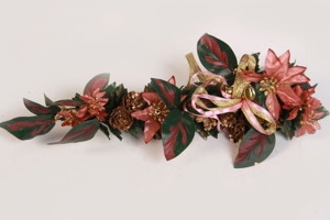 Kerzendekoration Kerzenschmuck Girlande altrosa Weihnachtstern goldene Glöckchen 70er vintage