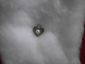 alter Anhänger Herz mit Perle für Kette 60er Jahre