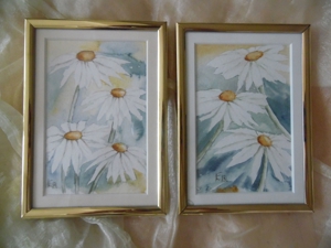 Bilder Aquarelle handgemalt Blumen Margeriten