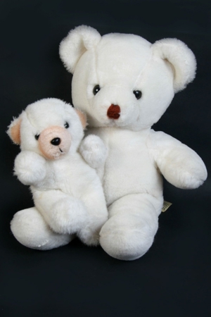 2 Teddybären Mutter mit Babybär weiß süß u. kuschelig