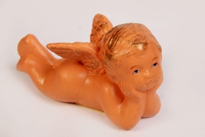 Engelsfigur Putte liegend Ton Terracotta Tischdeko vintage 70er