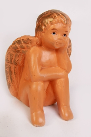 Engelsfigur Putte sitzend Ton Terracotta Tischdeko vintage 70er