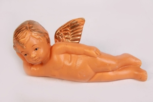 Engelsfigur Putte liegend Ton Terracotta Tischdeko vintage 70er