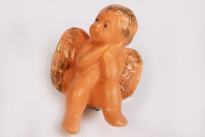 Engelsfigur Putte sitzend Ton Terracotta Tischdeko vintage 70er