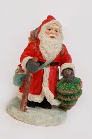 Weihnachtsmann Figur Keramik bemalt 8cm Tischdeko vintage 60er