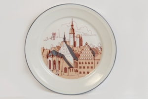 Wandteller Freiberg Keramikteller Zierteller Motivteller Ø19 80er