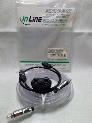 OPTO Audiokabel (InLine), transparent, 5 m & 1 x Splitter